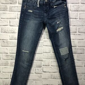 Mudd Women's Distressed Skinny Jeans - Dark Blue